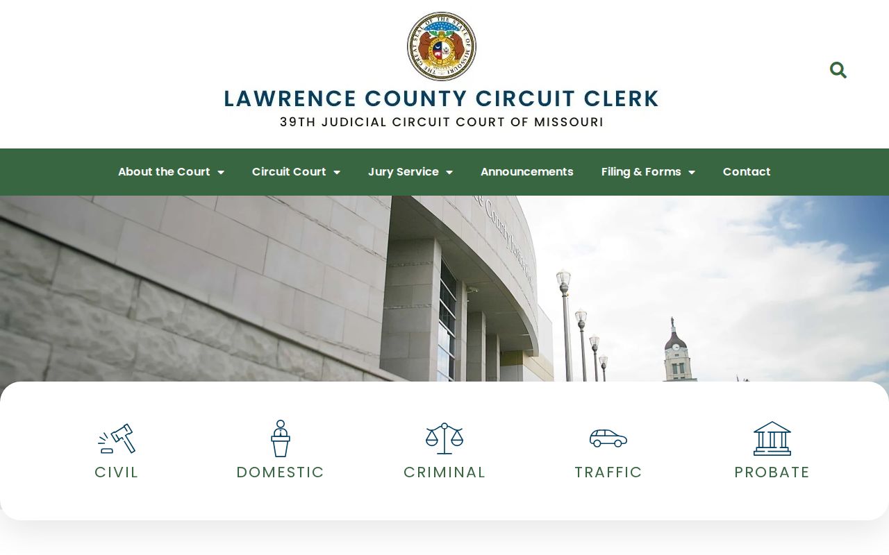 Lawrence County court case lookup at the Circuit Clerk website