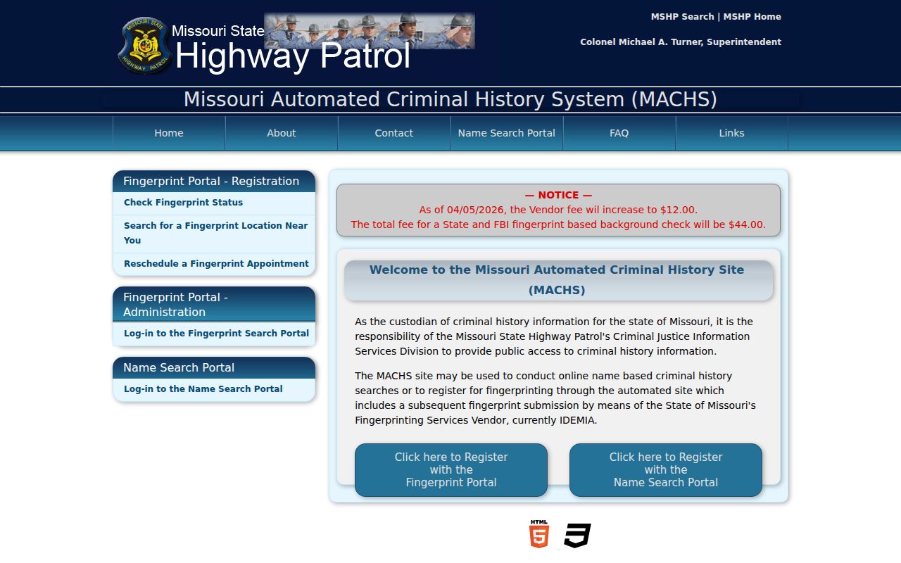 Lawrence County criminal record MACHS fingerprint registration